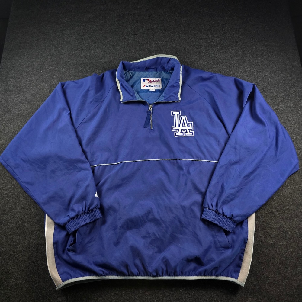 Vtg Majestic Los Angeles Dodgers MLB Quarter Zip Windbreaker Pullover Men's XXL